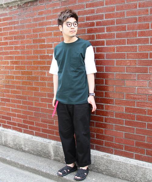 coen（コーエン）の「配色5分丈カットソー（Tシャツ/カットソー・メンズ・ホワイト/ダークグリーン・X-LARGE/MEDIUM/LARGE/SMALL）」の12枚目の写真