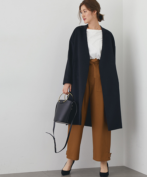 STUDIOUS(ステュディオス)の「ベルテッドノーカラーガウンコート(その他アウター・レディース・グレー/ベージュ/ブラック・0/1)」の6枚目の写真