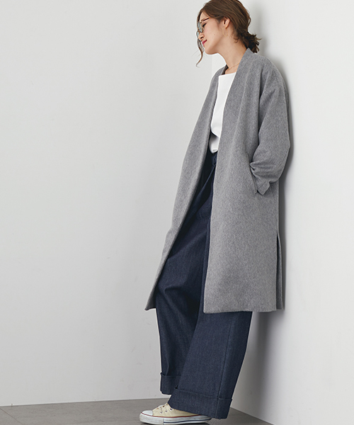 STUDIOUS(ステュディオス)の「ベルテッドノーカラーガウンコート(その他アウター・レディース・グレー/ベージュ/ブラック・0/1)」の9枚目の写真