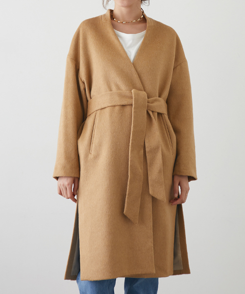 STUDIOUS(ステュディオス)の「ベルテッドノーカラーガウンコート(その他アウター・レディース・グレー/ベージュ/ブラック・0/1)」の10枚目の写真