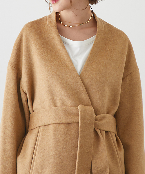 STUDIOUS(ステュディオス)の「ベルテッドノーカラーガウンコート(その他アウター・レディース・グレー/ベージュ/ブラック・0/1)」の13枚目の写真