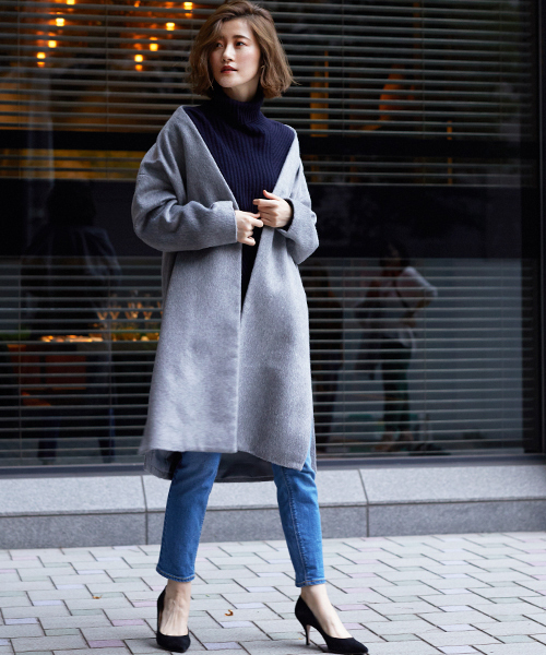 STUDIOUS(ステュディオス)の「ベルテッドノーカラーガウンコート(その他アウター・レディース・グレー/ベージュ/ブラック・0/1)」の19枚目の写真