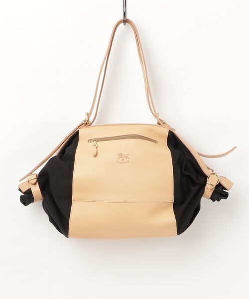 IL BISONTE（イルビゾンテ）の「IL BISONTE / CANVAS x LEATHER / SHOULDER BAG（ショルダーバッグ・レディース・その他/ナチュラル/ブラウン系その他/ベージュ系その他/レンガ/ブラック/ブラックミックス・FREE）」の3枚目の写真