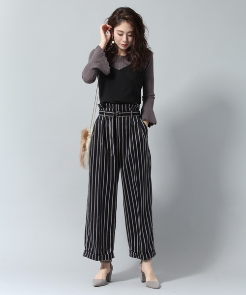 Andemiu（アンデミュウ）の「ビスチェＳＥＴリブニットプルオーバー778551（ニット/セーター・レディース・ブラック/オフホワイト/グレー・FREE）」の10枚目の写真