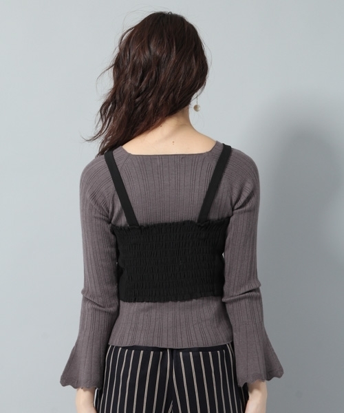 Andemiu（アンデミュウ）の「ビスチェＳＥＴリブニットプルオーバー778551（ニット/セーター・レディース・ブラック/オフホワイト/グレー・FREE）」の5枚目の写真