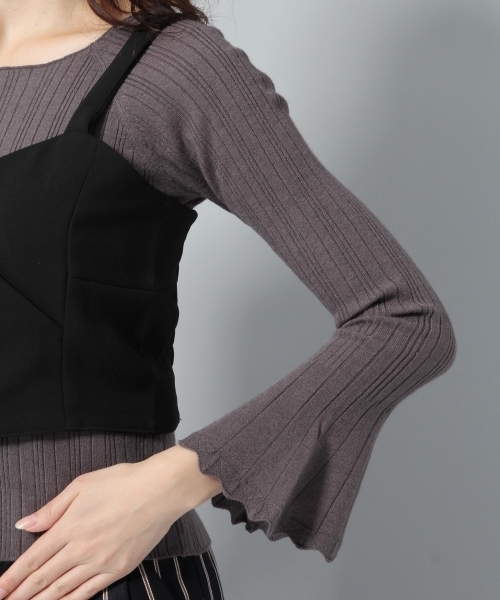 Andemiu（アンデミュウ）の「ビスチェＳＥＴリブニットプルオーバー778551（ニット/セーター・レディース・ブラック/オフホワイト/グレー・FREE）」の11枚目の写真