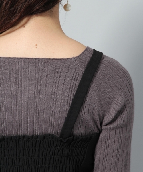 Andemiu（アンデミュウ）の「ビスチェＳＥＴリブニットプルオーバー778551（ニット/セーター・レディース・ブラック/オフホワイト/グレー・FREE）」の7枚目の写真