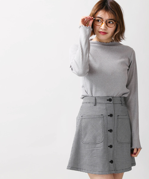 WEGO（ウィゴー）の「WEGO/前ボタンチェックタイトミニスカート（スカート・レディース・グレー系その他2/ブルー系その他2/ベージュ系その他2/イエロー系その他3/ブラック系その他2/ブラック系その他3/レッド系その他2・LARGE/MEDIUM）」の2枚目の写真