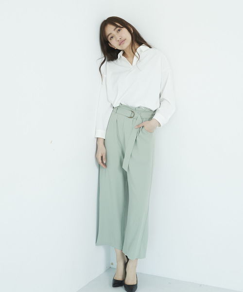 earth music&ecology（アースミュージックアンドエコロジー）の「・ベルト付きワイドパンツ（その他パンツ・レディース・ブラック/ミント/ラベンダー・FREE）」の5枚目の写真