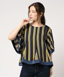 Furryrate | ストライプフリルバイカラーフレアブラウス(シャツ/ブラウス)