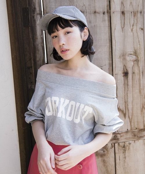 OLIVE des OLIVE(オリーブデオリーブ)の「ロゴオフショルプルオーバー(Tシャツ/カットソー・レディース・グレー/オフホワイト/サックスブルー・FREE)」の10枚目の写真