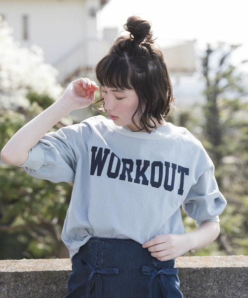 OLIVE des OLIVE(オリーブデオリーブ)の「ロゴオフショルプルオーバー(Tシャツ/カットソー・レディース・グレー/オフホワイト/サックスブルー・FREE)」の19枚目の写真