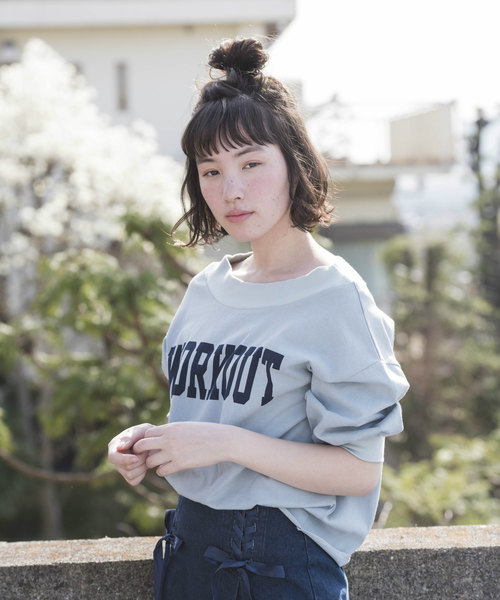 OLIVE des OLIVE(オリーブデオリーブ)の「ロゴオフショルプルオーバー(Tシャツ/カットソー・レディース・グレー/オフホワイト/サックスブルー・FREE)」の15枚目の写真