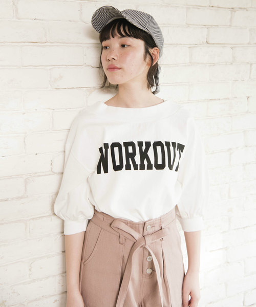 OLIVE des OLIVE(オリーブデオリーブ)の「ロゴオフショルプルオーバー(Tシャツ/カットソー・レディース・グレー/オフホワイト/サックスブルー・FREE)」の9枚目の写真