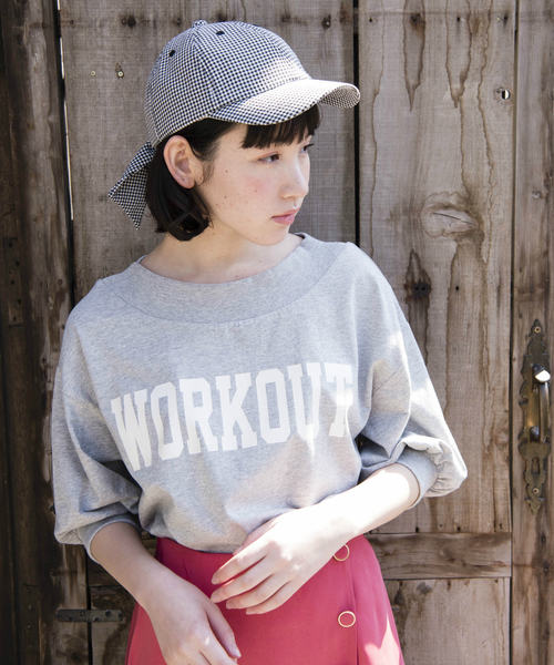 OLIVE des OLIVE(オリーブデオリーブ)の「ロゴオフショルプルオーバー(Tシャツ/カットソー・レディース・グレー/オフホワイト/サックスブルー・FREE)」の21枚目の写真