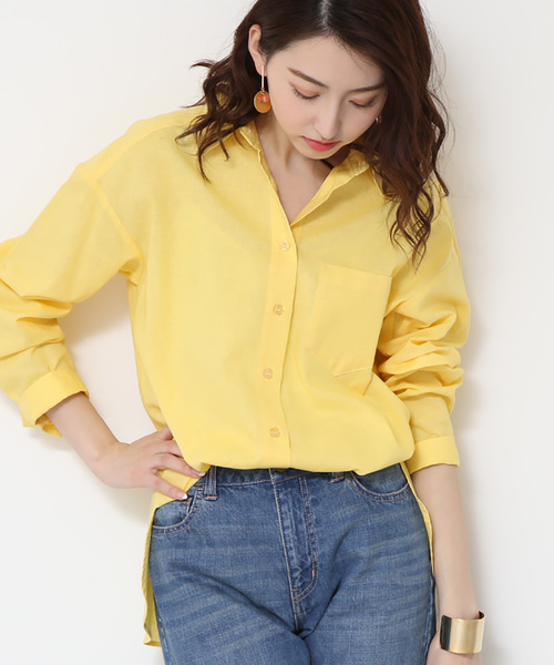 N.(N. Natural Beauty Basic)(エヌエヌナチュラルビューティーベーシック)の「◆麻ビッグシャツ(シャツ/ブラウス・レディース・ホワイト/ピンク/ホワイト系その他/イエロー・MEDIUM)」の4枚目の写真
