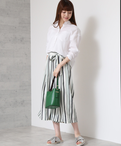 N.(N. Natural Beauty Basic)(エヌエヌナチュラルビューティーベーシック)の「◆麻ビッグシャツ(シャツ/ブラウス・レディース・ホワイト/ピンク/ホワイト系その他/イエロー・MEDIUM)」の5枚目の写真