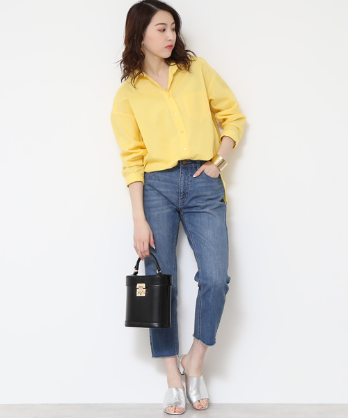 N.(N. Natural Beauty Basic)(エヌエヌナチュラルビューティーベーシック)の「◆麻ビッグシャツ(シャツ/ブラウス・レディース・ホワイト/ピンク/ホワイト系その他/イエロー・MEDIUM)」の8枚目の写真