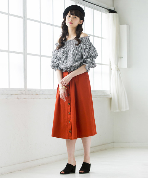 WEGO（ウィゴー）の「WEGO/チノ前ボタンタックミディスカート（スカート・レディース・ベージュ/ダークオレンジ/カーキ/オリーブ/ダークベージュ/ブラック系その他2/マスタード・LARGE/MEDIUM）」の15枚目の写真