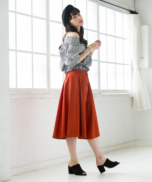 WEGO（ウィゴー）の「WEGO/チノ前ボタンタックミディスカート（スカート・レディース・ベージュ/ダークオレンジ/カーキ/オリーブ/ダークベージュ/ブラック系その他2/マスタード・LARGE/MEDIUM）」の18枚目の写真