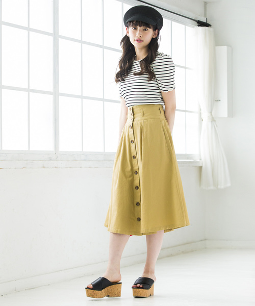 WEGO（ウィゴー）の「WEGO/チノ前ボタンタックミディスカート（スカート・レディース・ベージュ/ダークオレンジ/カーキ/オリーブ/ダークベージュ/ブラック系その他2/マスタード・LARGE/MEDIUM）」の22枚目の写真