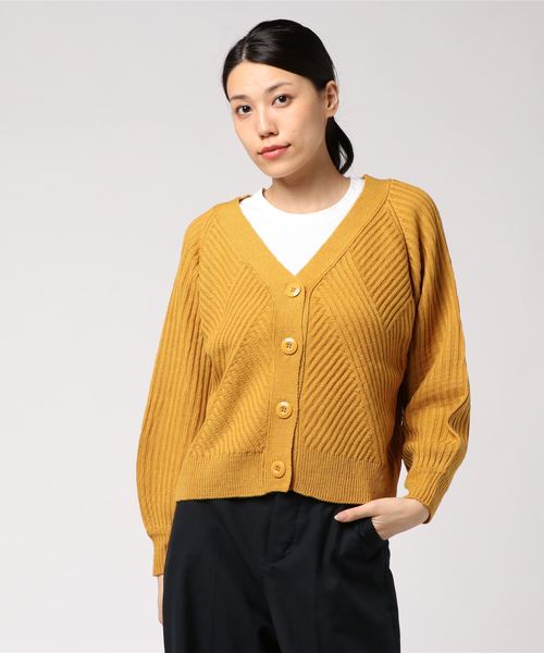 rps(アールピーエス)の「模様編みVネックショートカーディガン(カーディガン/ボレロ・レディース・ブラック/杢グレー/オフホワイト/マスタード・M)」の14枚目の写真