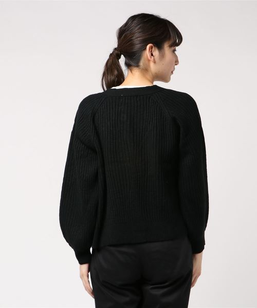 rps(アールピーエス)の「模様編みVネックショートカーディガン(カーディガン/ボレロ・レディース・ブラック/杢グレー/オフホワイト/マスタード・M)」の10枚目の写真