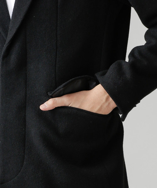 NANO universe(ナノユニバース)の「【WEB限定】メルトンチェスターコート(チェスターコート・メンズ・ブラック/チャコール/ネイビー/キャメル・SMALL/MEDIUM/LARGE/X-LARGE)」の5枚目の写真