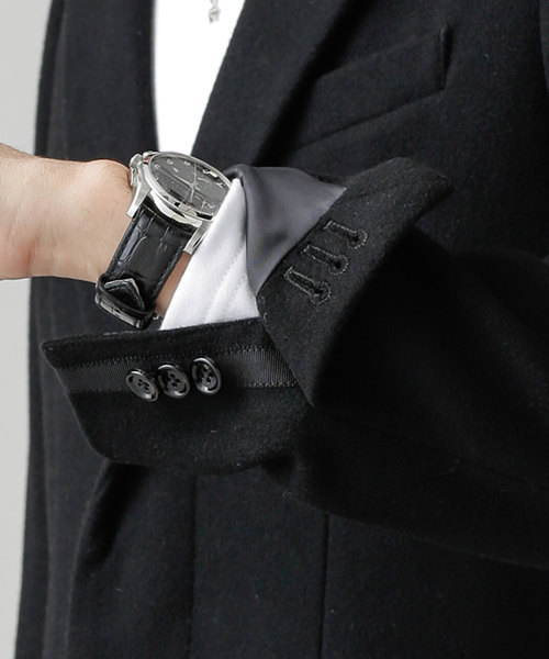 NANO universe(ナノユニバース)の「【WEB限定】メルトンチェスターコート(チェスターコート・メンズ・ブラック/チャコール/ネイビー/キャメル・SMALL/MEDIUM/LARGE/X-LARGE)」の6枚目の写真