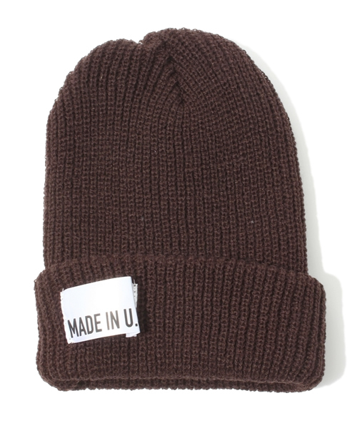 green label relaxing（グリーンレーベルリラクシング）の「GLR MADE IN USA ビーニー ◆（ニットキャップ/ビーニー・メンズ・ブラック/ダークグレー/ダークブラウン/レッド/ワインレッド/ダークグリーン/ロイヤルブルー/ネイビー・フリー）」の4枚目の写真
