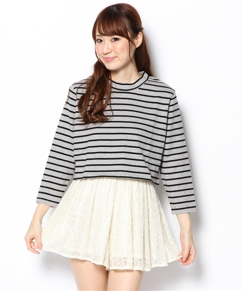 Another Edition（アナザーエディション）の「AE BOR HI/NECK SHORT（Tシャツ/カットソー・レディース・ホワイト/グレー/ネイビー/ブラック・フリー）」の11枚目の写真