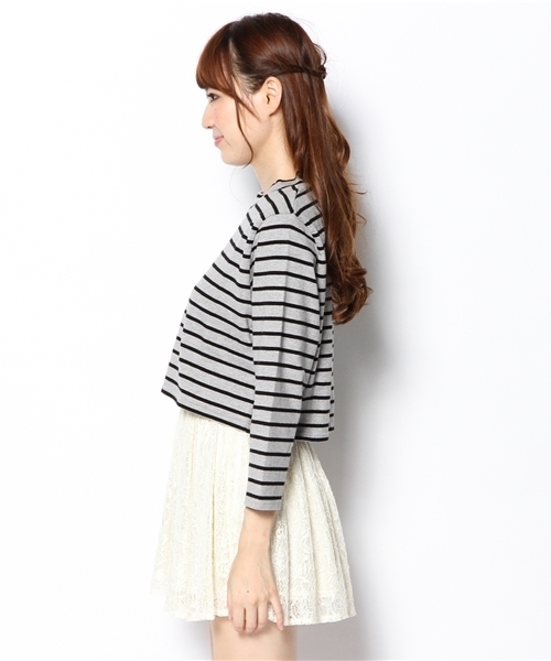 Another Edition（アナザーエディション）の「AE BOR HI/NECK SHORT（Tシャツ/カットソー・レディース・ホワイト/グレー/ネイビー/ブラック・フリー）」の6枚目の写真