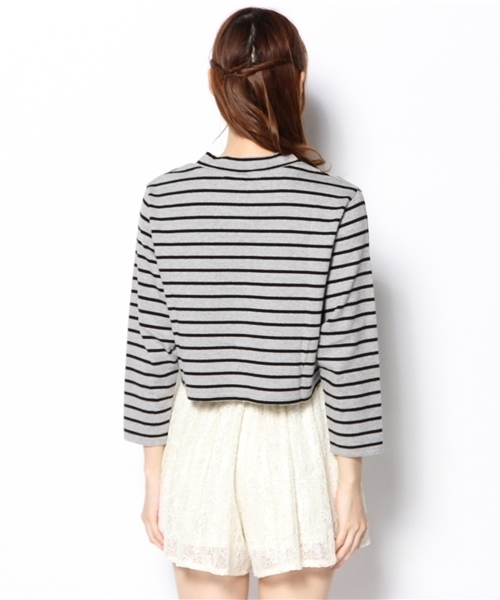 Another Edition（アナザーエディション）の「AE BOR HI/NECK SHORT（Tシャツ/カットソー・レディース・ホワイト/グレー/ネイビー/ブラック・フリー）」の7枚目の写真