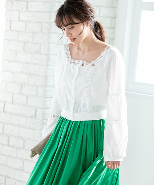 fifth(フィフス)の「スクエアネックレースブラウス(シャツ/ブラウス・レディース・ブラック/ホワイト・MEDIUM)」の16枚目の写真