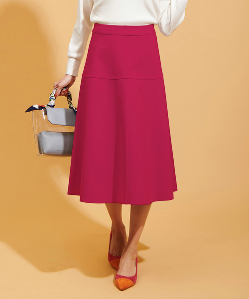 ザ　ヴァージニア The Virgnia スカート 美品 037612 A2 Virgnia ウールフレアスカート パープル 美品 送料無料 〕 The Virgnia