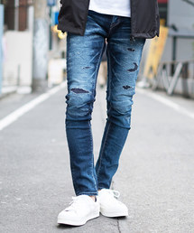 リメイク加工クラッシュスキニ―デニムパンツ