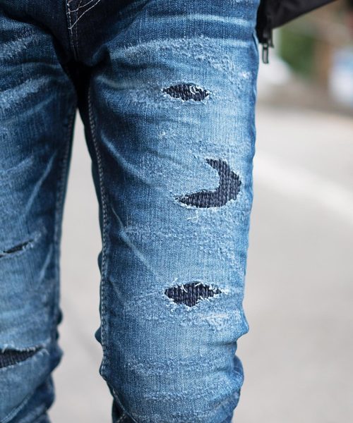 パンツ \"GOSTAR DE FUGA\" Damage Zip Denim GOSTAR DE FUGA