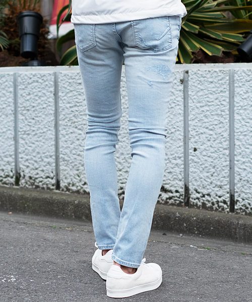 リメイク加工クラッシュスキニ―デニムパンツ（デニムパンツ