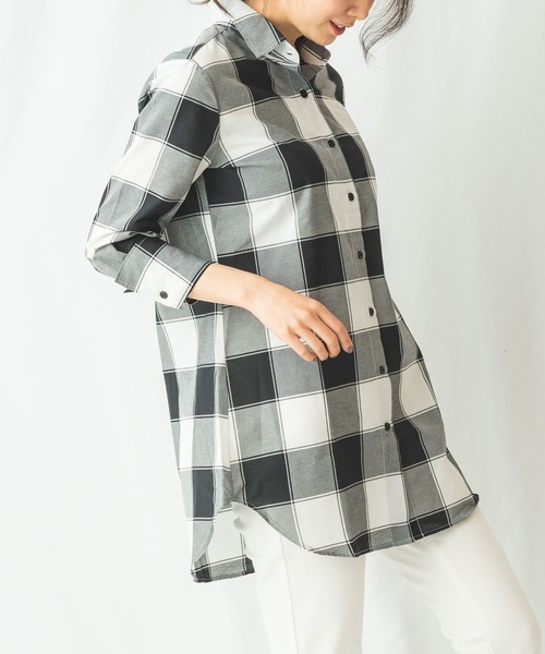 NARACAMICIE(ナラカミーチェ)の「イタリアンチェック長袖ロングシャツ(シャツ/ブラウス・レディース・ブラック/ネイビー・SMALL/MEDIUM/LARGE)」の17枚目の写真