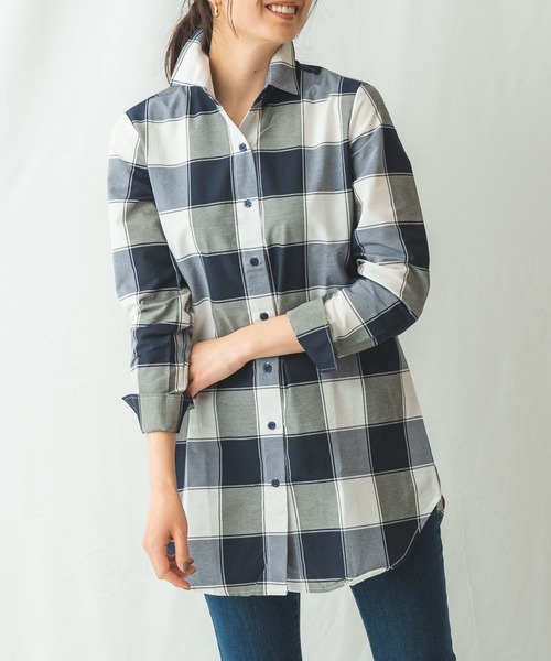NARACAMICIE(ナラカミーチェ)の「イタリアンチェック長袖ロングシャツ(シャツ/ブラウス・レディース・ブラック/ネイビー・SMALL/MEDIUM/LARGE)」の18枚目の写真