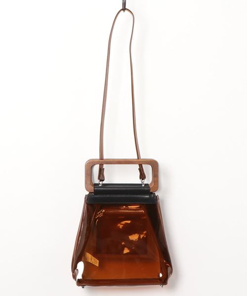 UN3D.（アンスリード）の「【UN3D.】オリガミショルダー ウッドハンドルバッグ 521921900101（ショルダーバッグ・レディース・ブラック/ブラウン/クリア・FREE）」の3枚目の写真