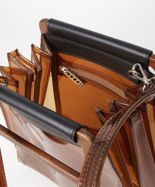 UN3D.（アンスリード）の「【UN3D.】オリガミショルダー ウッドハンドルバッグ 521921900101（ショルダーバッグ・レディース・ブラック/ブラウン/クリア・FREE）」の6枚目の写真