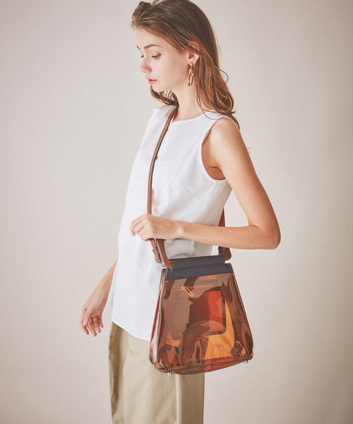 UN3D.（アンスリード）の「【UN3D.】オリガミショルダー ウッドハンドルバッグ 521921900101（ショルダーバッグ・レディース・ブラック/ブラウン/クリア・FREE）」の13枚目の写真