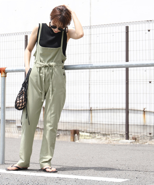 coca（coca）（コカ）の「ウエストリボンリネン混サロペット