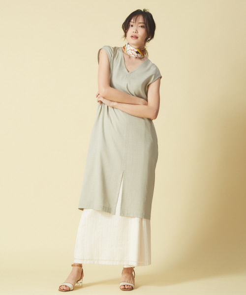 qualite(カリテ)の「シアーストライプワイドパンツ(その他パンツ・レディース・アイボリー/オレンジ系その他・38/36)」の17枚目の写真