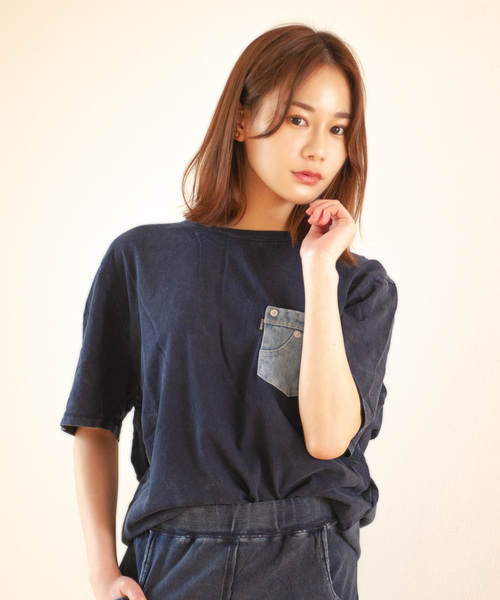 ROGER AND RAW（ロジャーアンドロウ）の「Roger&Raw/ピグメントBackドレープP/O（Tシャツ/カットソー・レディース・ネイビー/ブラウン/カーキ/スミクロ/ライトベージュ・M）」の5枚目の写真
