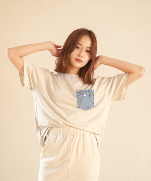 ROGER AND RAW（ロジャーアンドロウ）の「Roger&Raw/ピグメントBackドレープP/O（Tシャツ/カットソー・レディース・ネイビー/ブラウン/カーキ/スミクロ/ライトベージュ・M）」の3枚目の写真