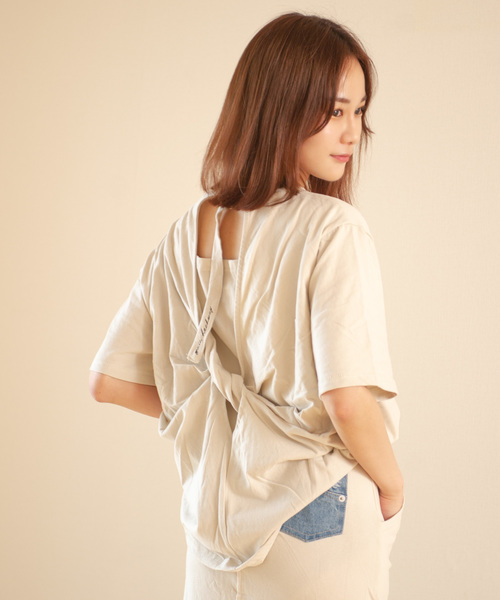 ROGER AND RAW（ロジャーアンドロウ）の「Roger&Raw/ピグメントBackドレープP/O（Tシャツ/カットソー・レディース・ネイビー/ブラウン/カーキ/スミクロ/ライトベージュ・M）」の11枚目の写真