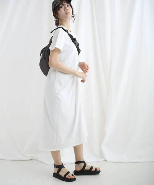 lala Born(ララボーン)の「lalaBorn/天竺フロントツイストワンピース(ワンピース・レディース・ホワイト/ブラック/カーキ/テラコッタ・FREE)」の6枚目の写真