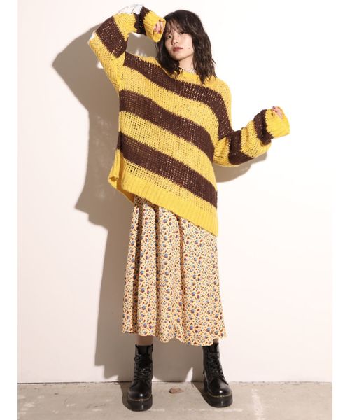 jouetie（ジュエティ）の「モヘアライクボーダールーズニット（ニット/セーター・レディース・パープル/オフホワイト/イエロー/オレンジ・MEDIUM）」の17枚目の写真